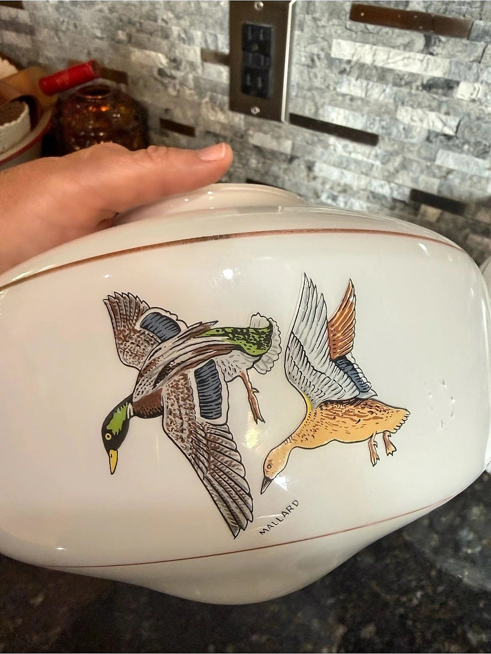 2 Vintage Mallard Duck Milk Glass 4”Fitter Light Fixtures